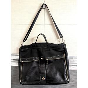 Cole Haan Canva Leather Black Messenger Bag Briefcase Laptop